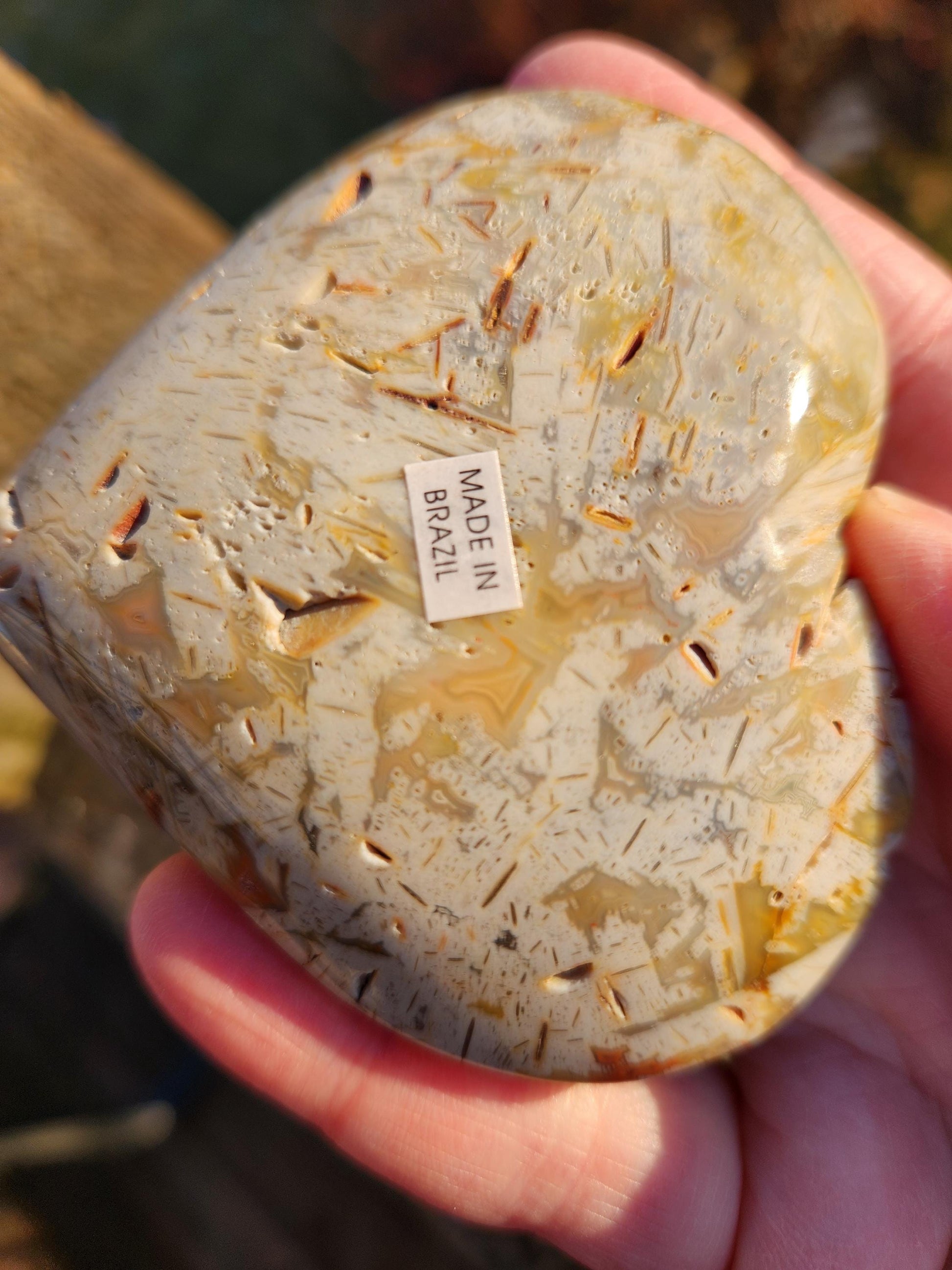 High Polished Bahia Jasper Crystal Heart, Hand Sized