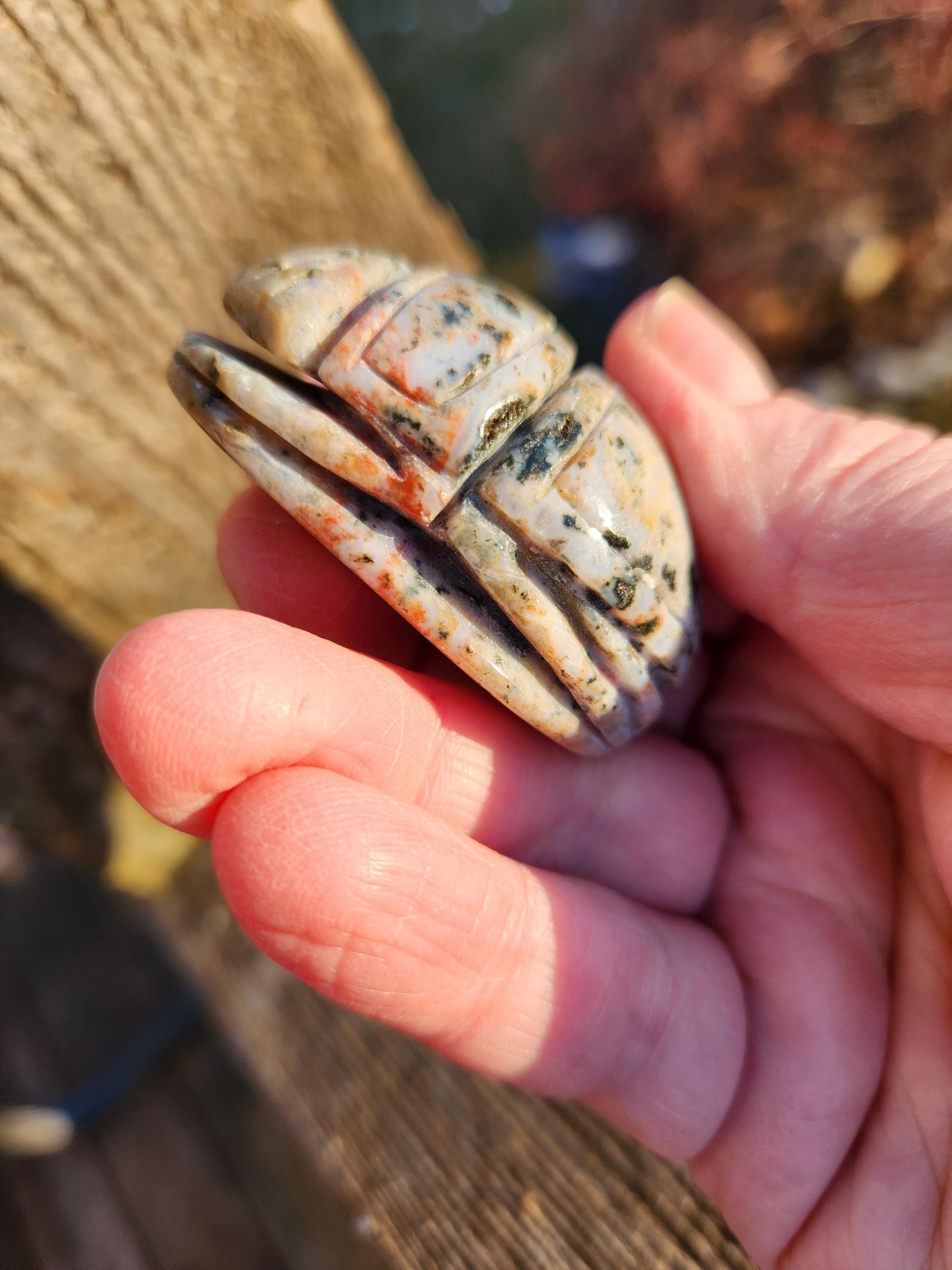 Ocean Jasper Polished Scarab Beetle Crystal Carving