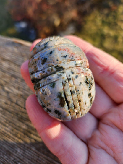 Ocean Jasper Polished Scarab Beetle Crystal Carving