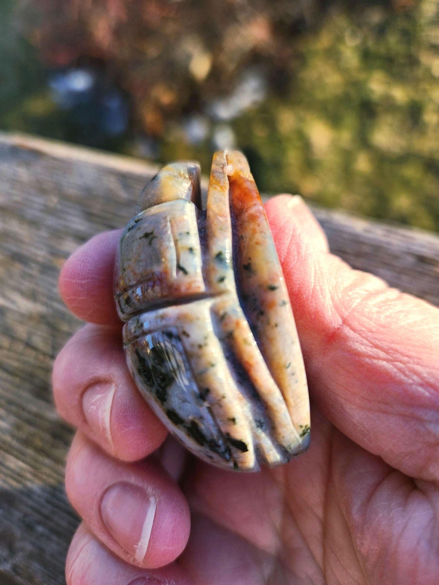 Ocean Jasper Polished Scarab Beetle Crystal Carving