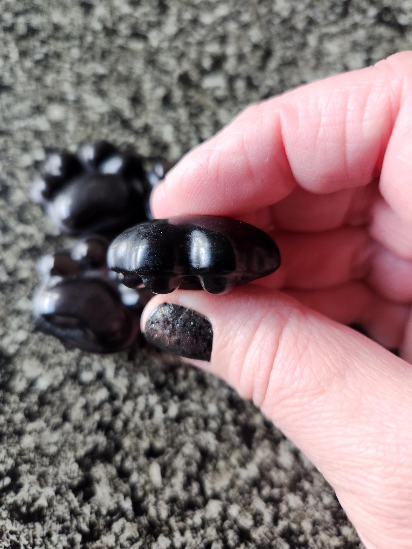 Silver Obsidian Crystal Paw: Pocket Sized, Smooth Carved Stone, One