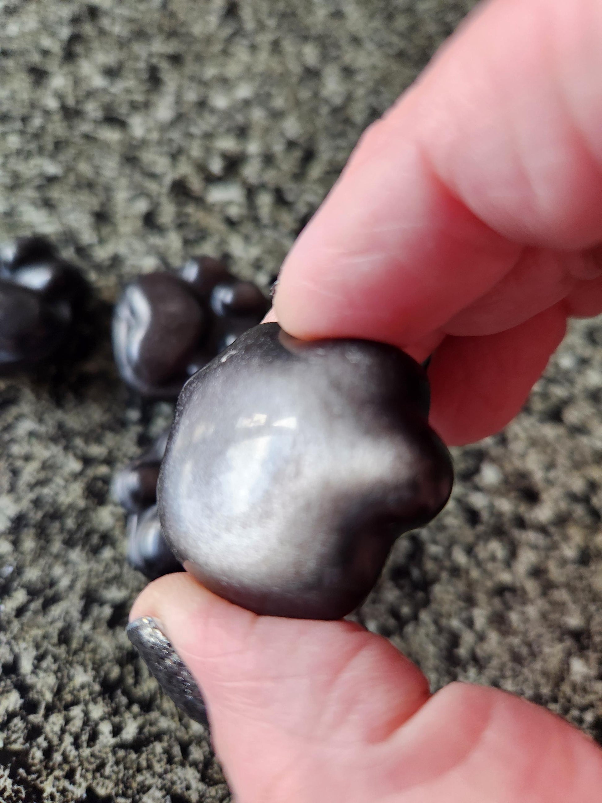 Silver Obsidian Crystal Paw: Pocket Sized, Smooth Carved Stone, One