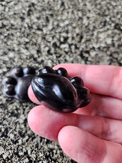 Silver Obsidian Crystal Paw: Pocket Sized, Smooth Carved Stone, One