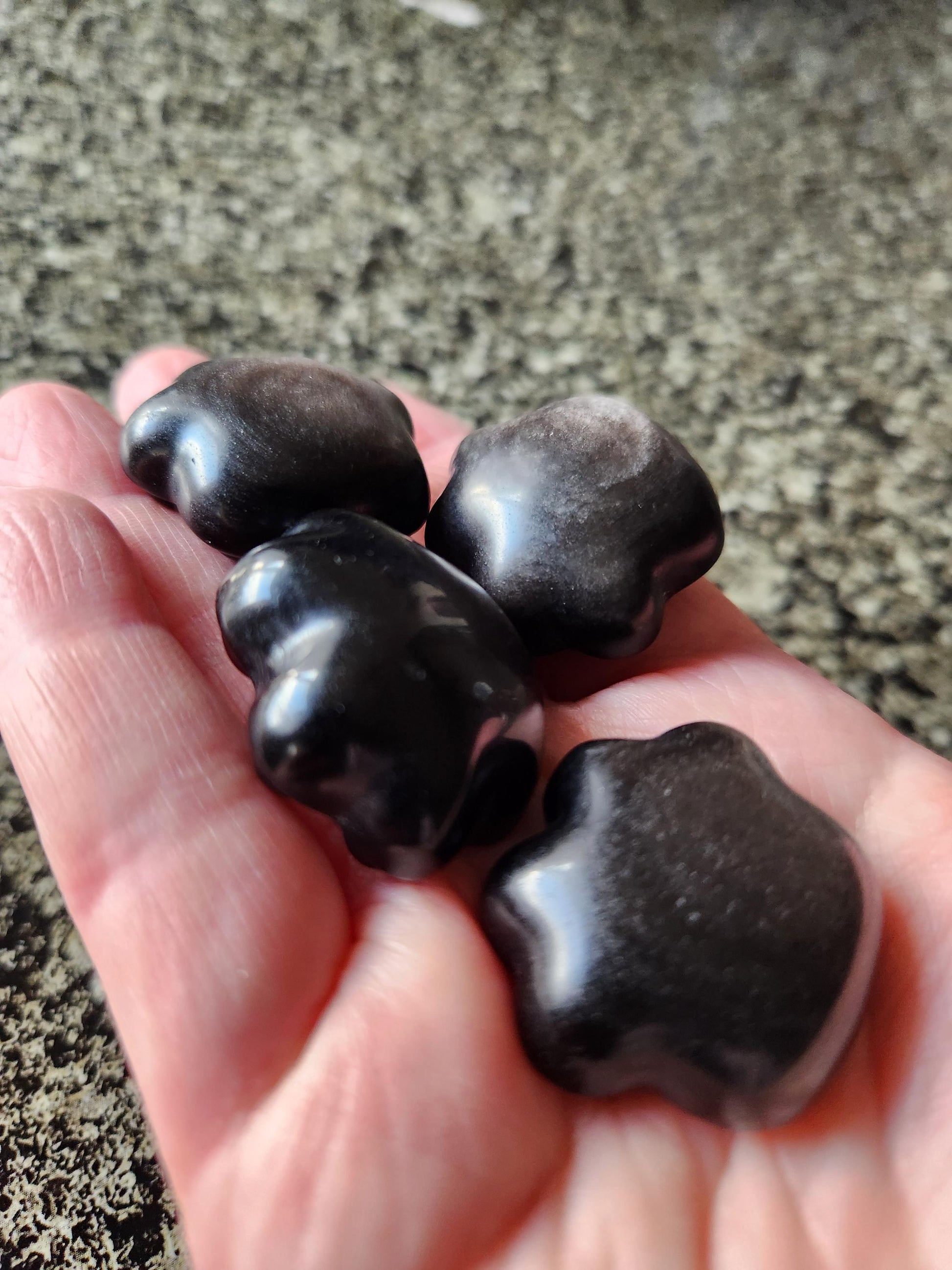 Silver Obsidian Crystal Paw: Pocket Sized, Smooth Carved Stone, One