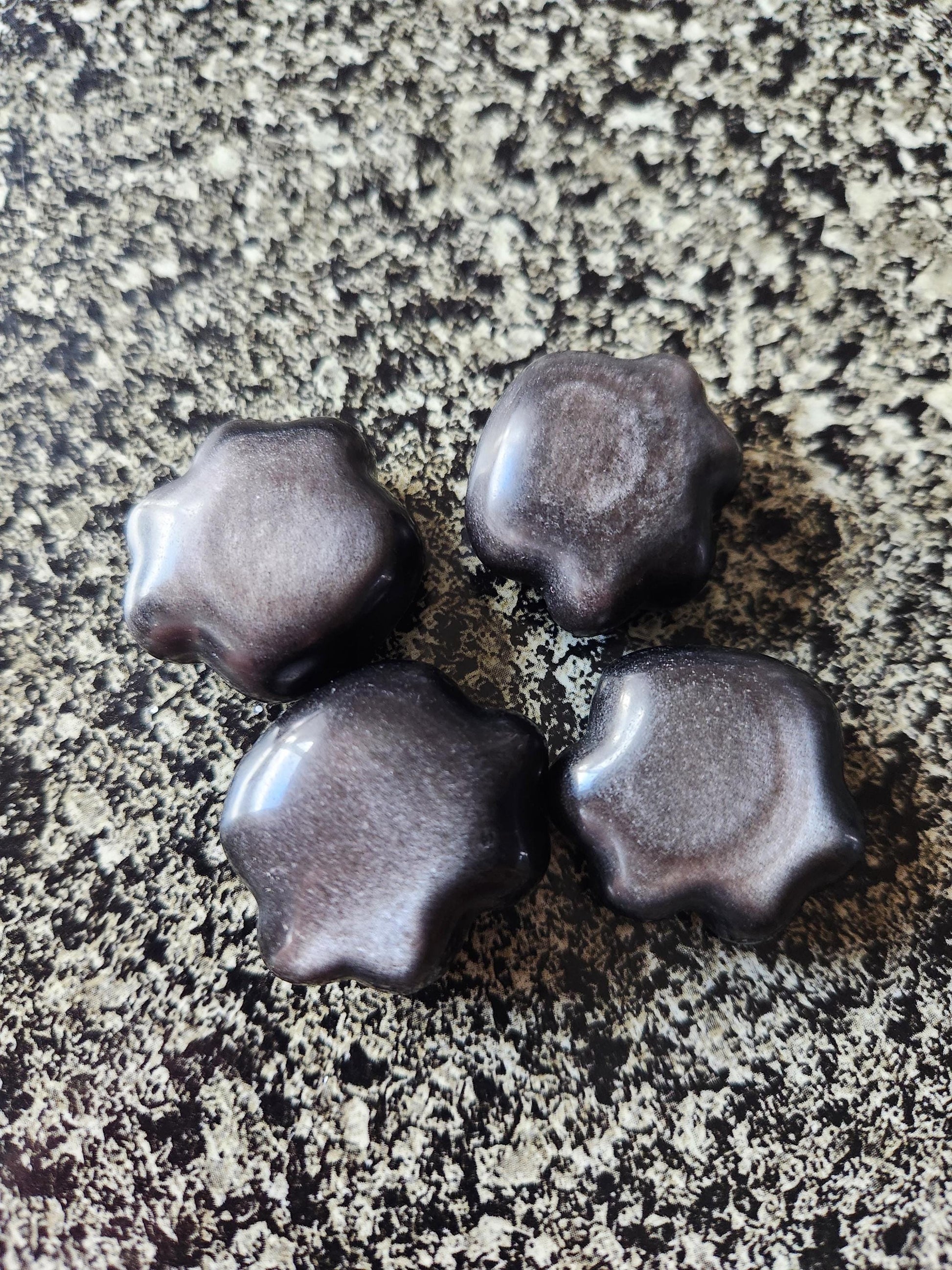 Silver Obsidian Crystal Paw: Pocket Sized, Smooth Carved Stone, One