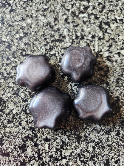 Silver Obsidian Crystal Paw: Pocket Sized, Smooth Carved Stone, One