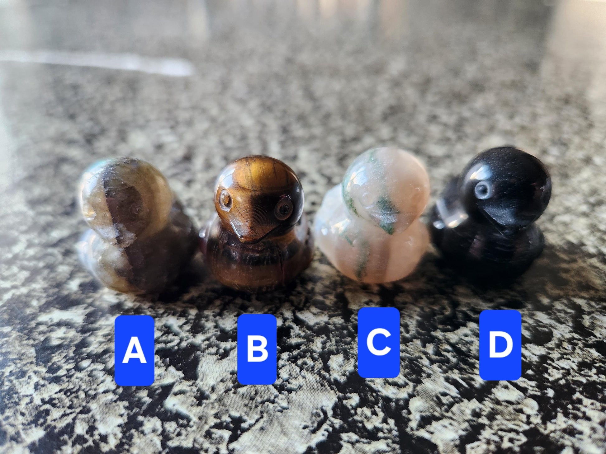 Carved Mini Duck Crystal Stone: Various Stone, One