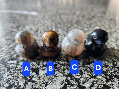 Carved Mini Duck Crystal Stone: Various Stone, One