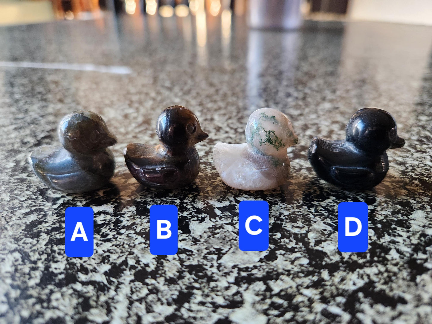 Carved Mini Duck Crystal Stone: Various Stone, One