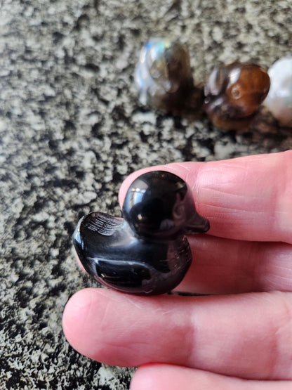 Carved Mini Duck Crystal Stone: Various Stone, One