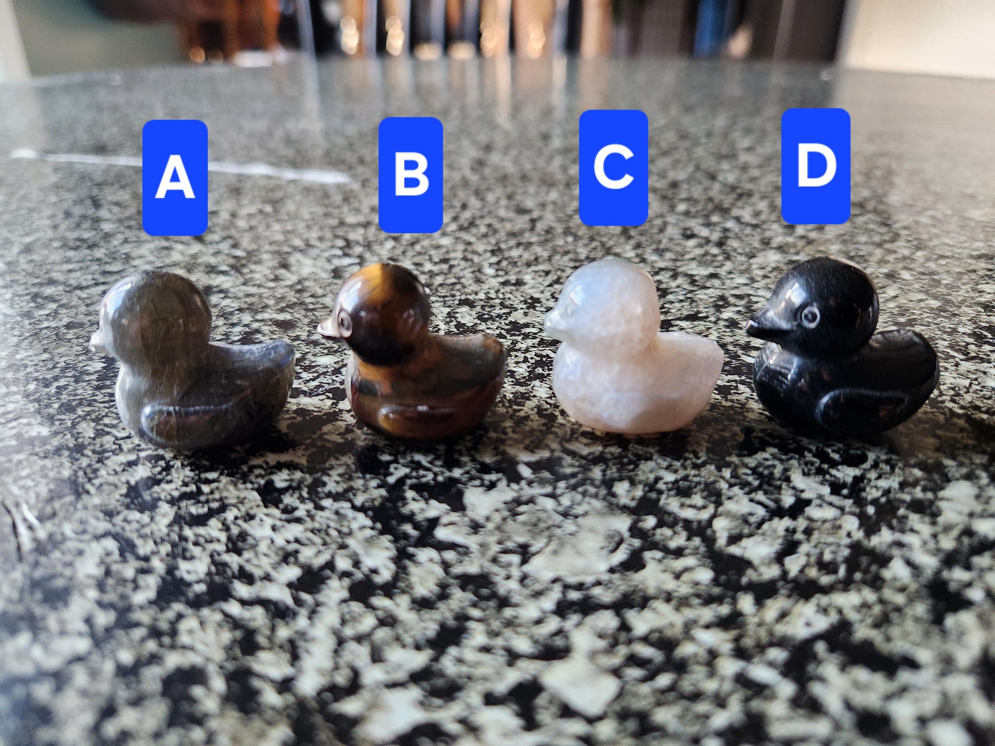 Carved Mini Duck Crystal Stone: Various Stone, One