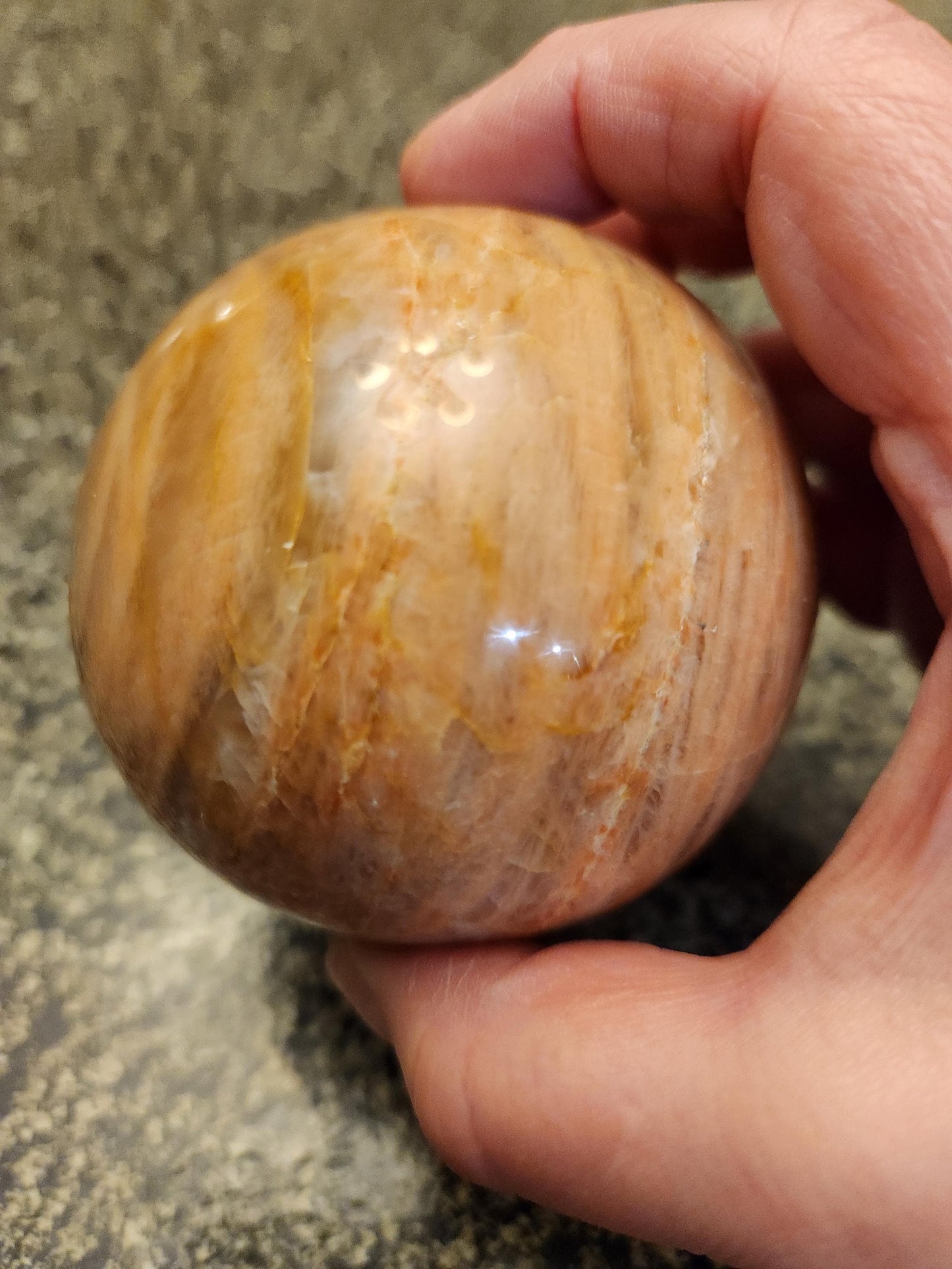 Peach Moonstone Sphere with Flash
