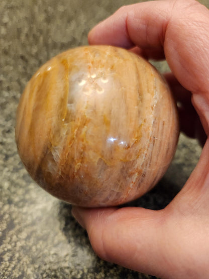 Peach Moonstone Sphere with Flash