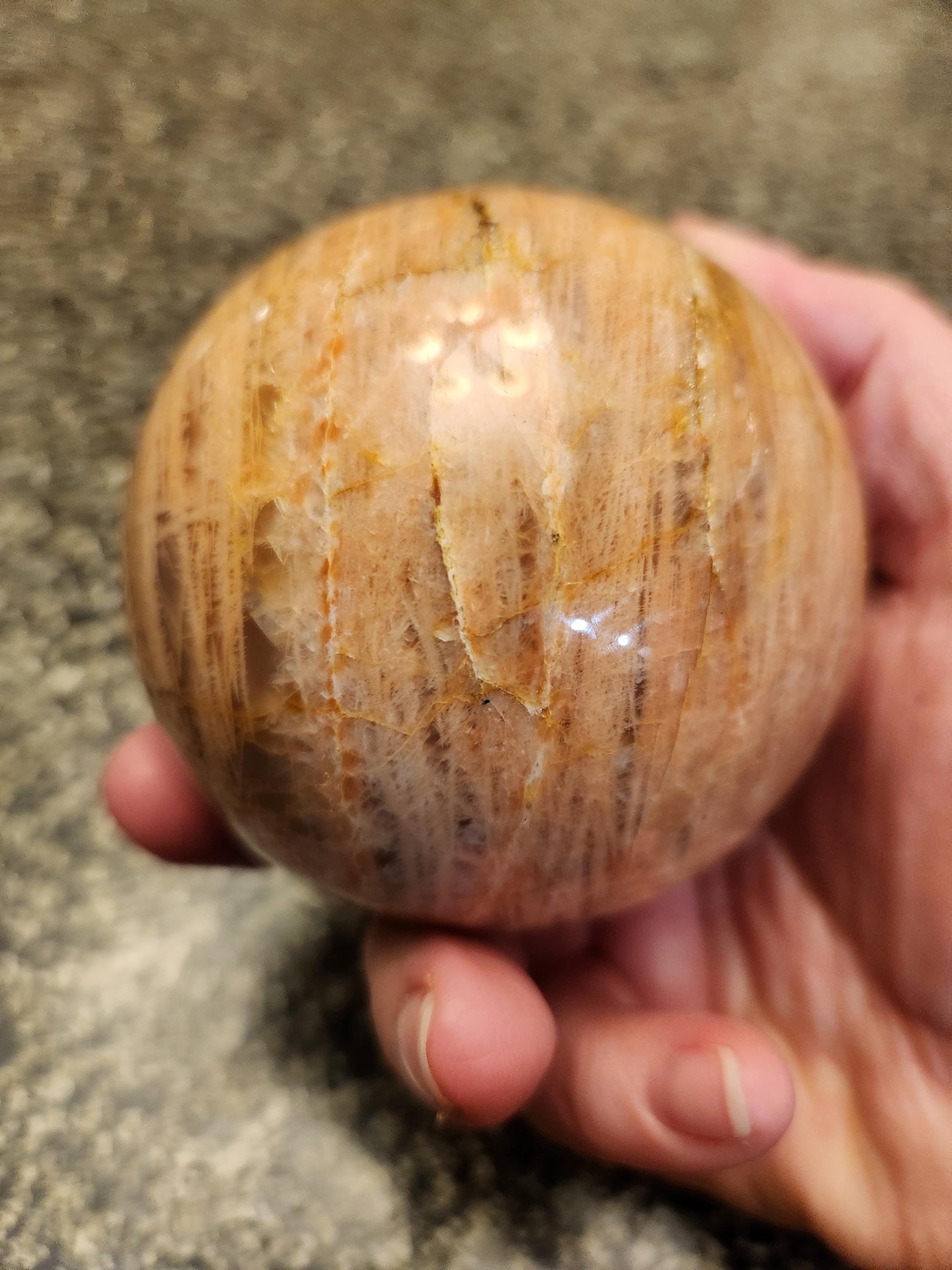 Peach Moonstone Sphere with Flash