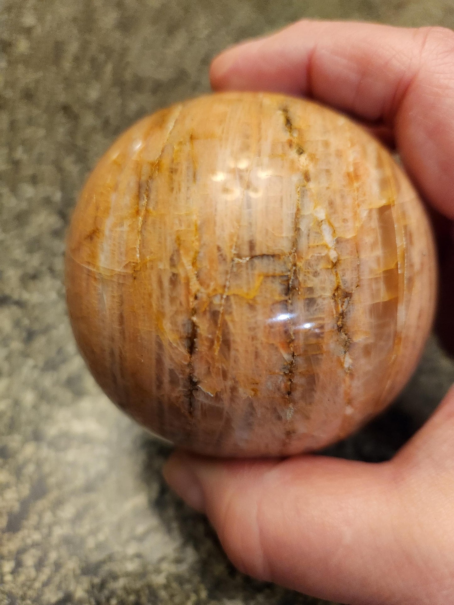 Peach Moonstone Sphere with Flash