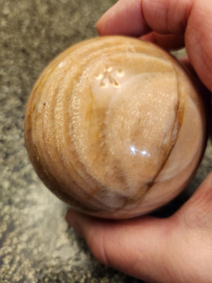 Peach Moonstone Sphere with Flash