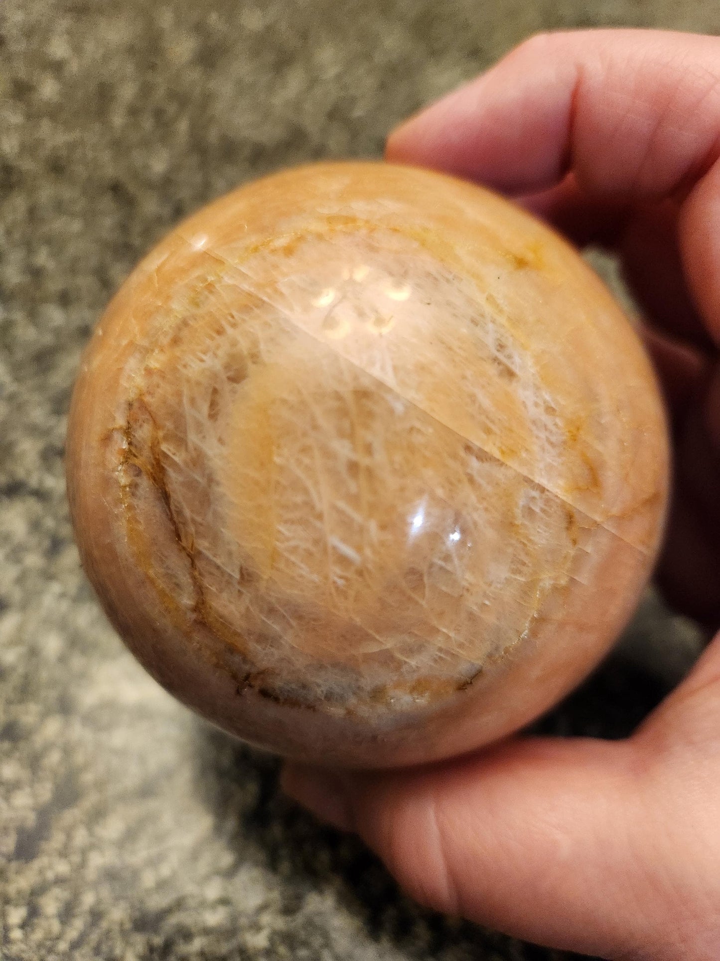 Peach Moonstone Sphere with Flash