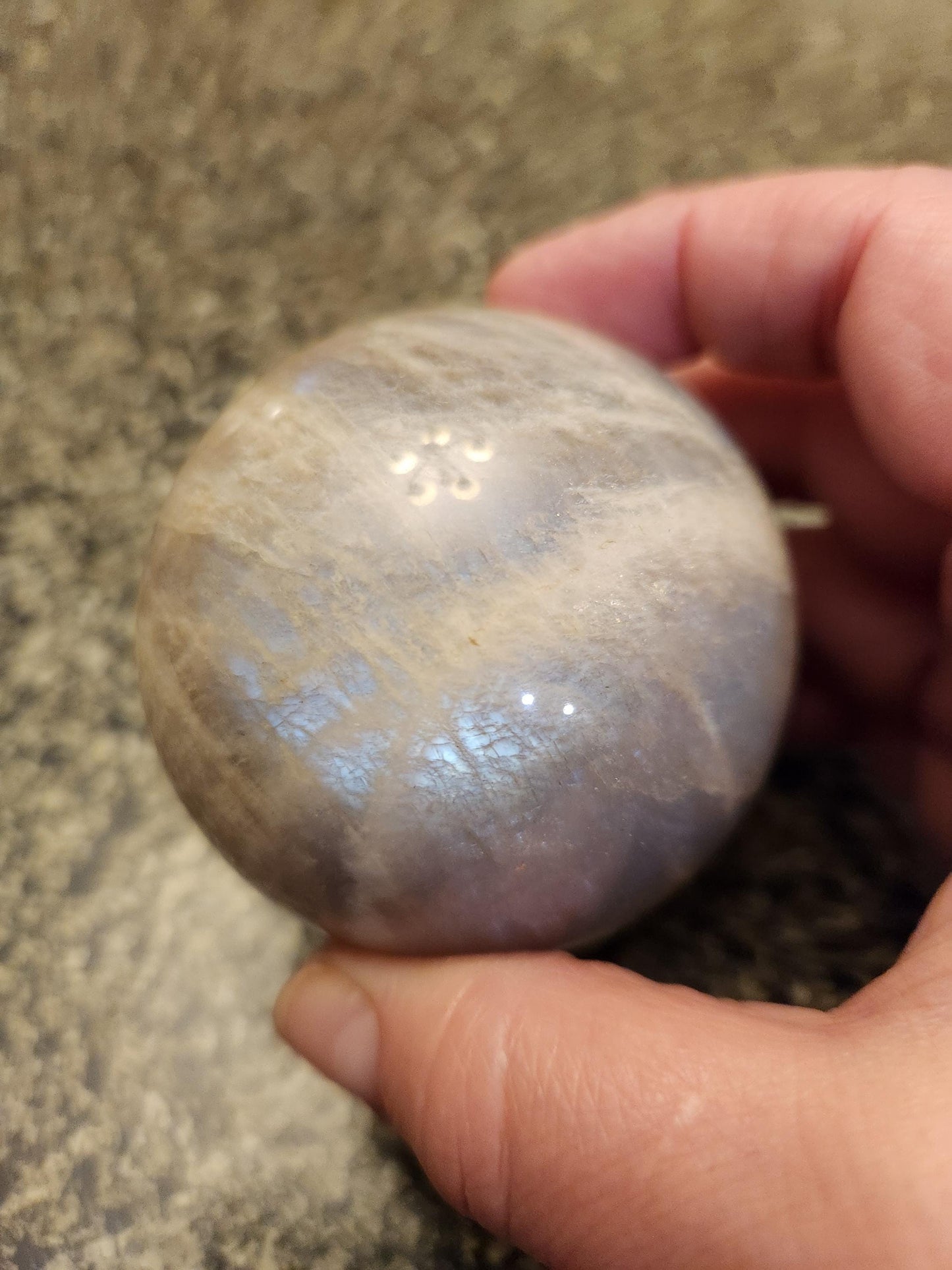 Gray Moonstone Sphere with Blue Flash