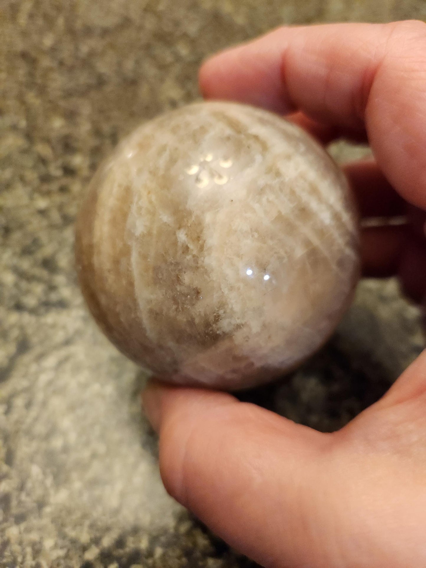 Gray Moonstone Sphere with Blue Flash