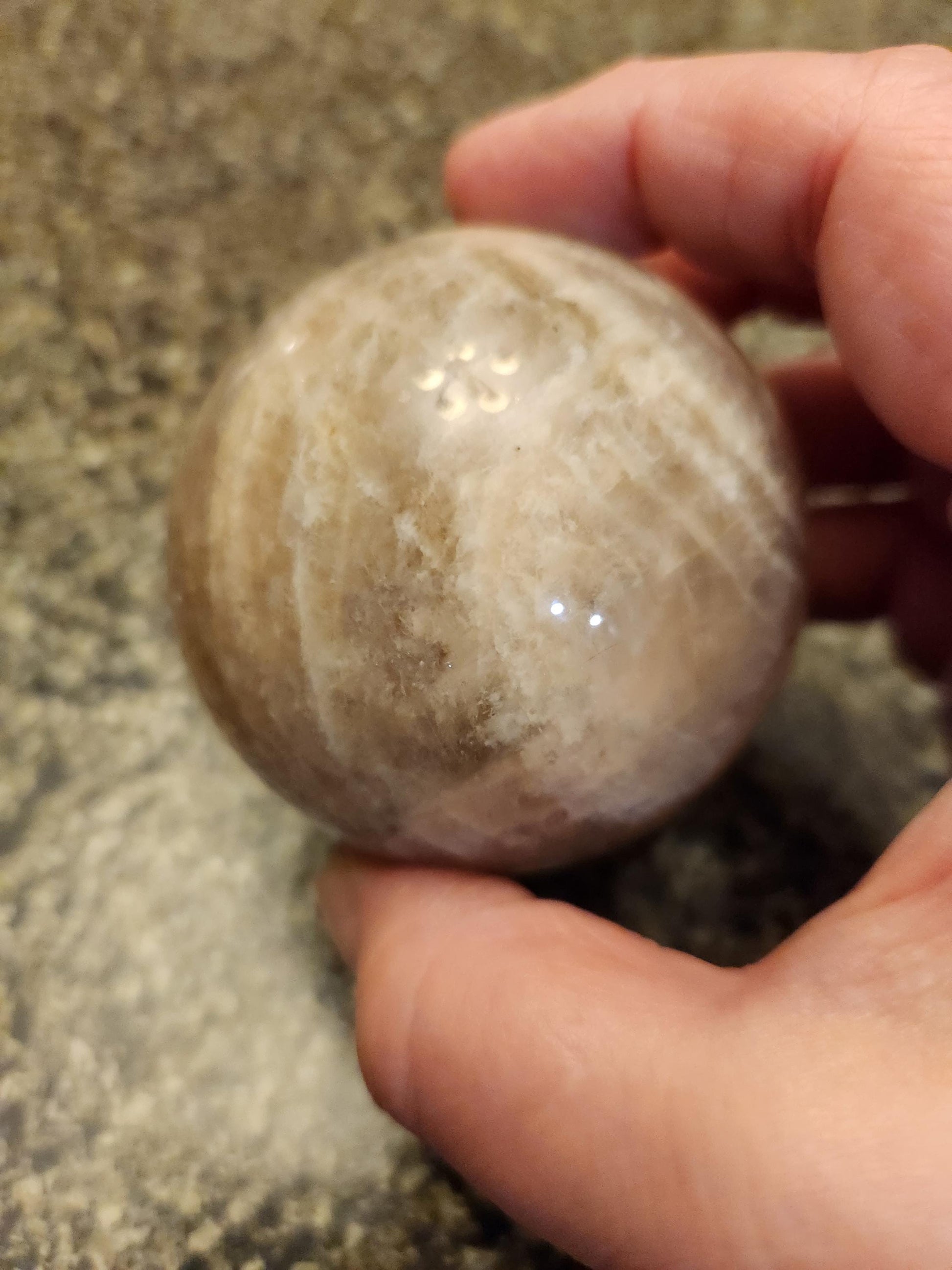 Gray Moonstone Sphere with Blue Flash