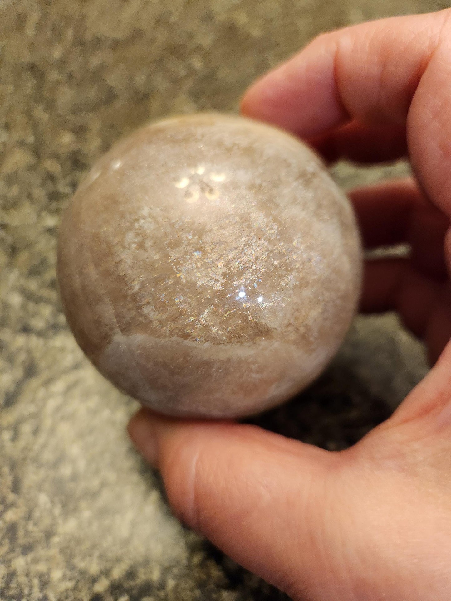 Gray Moonstone Sphere with Blue Flash