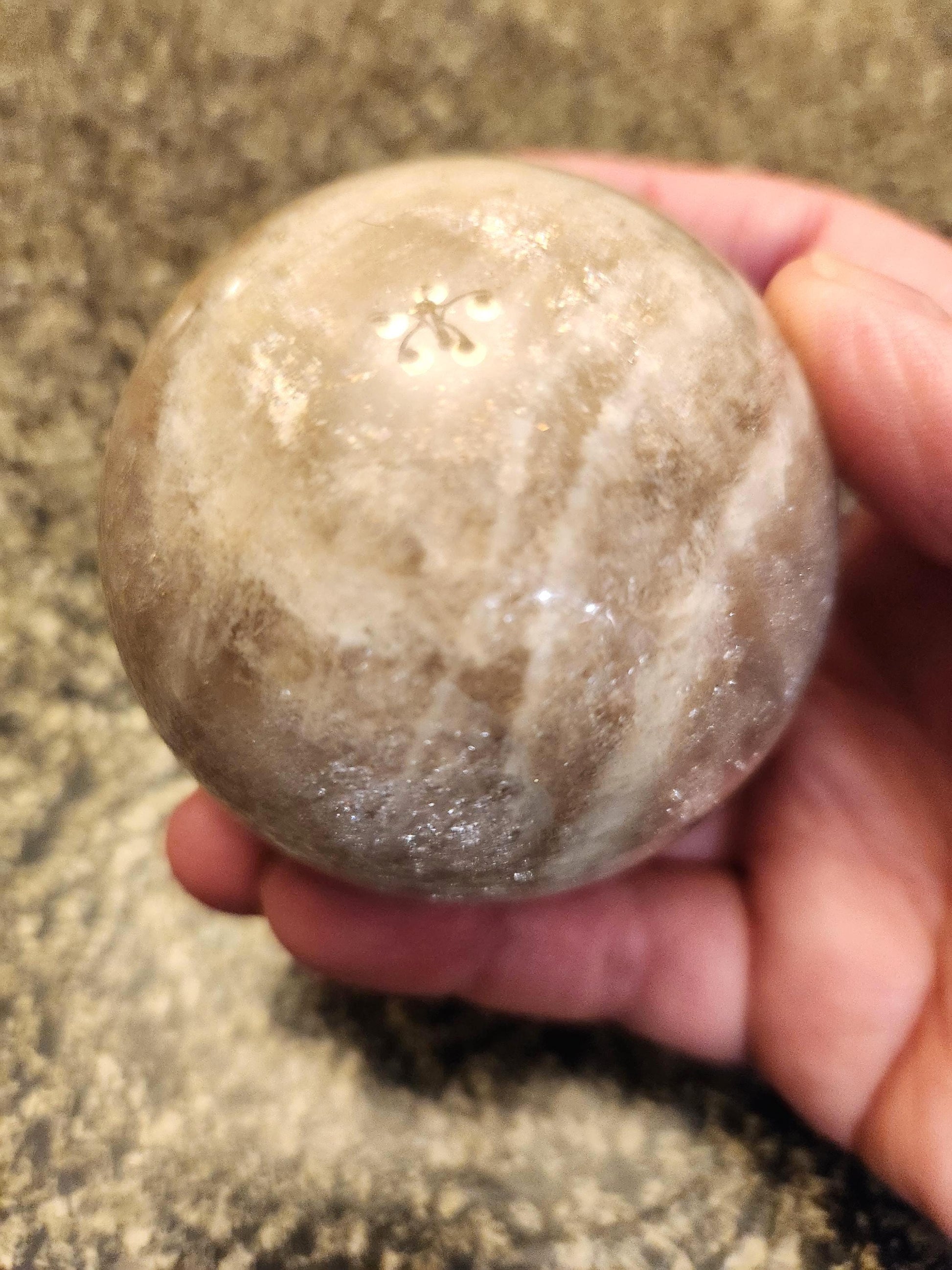 Gray Moonstone Sphere with Blue Flash