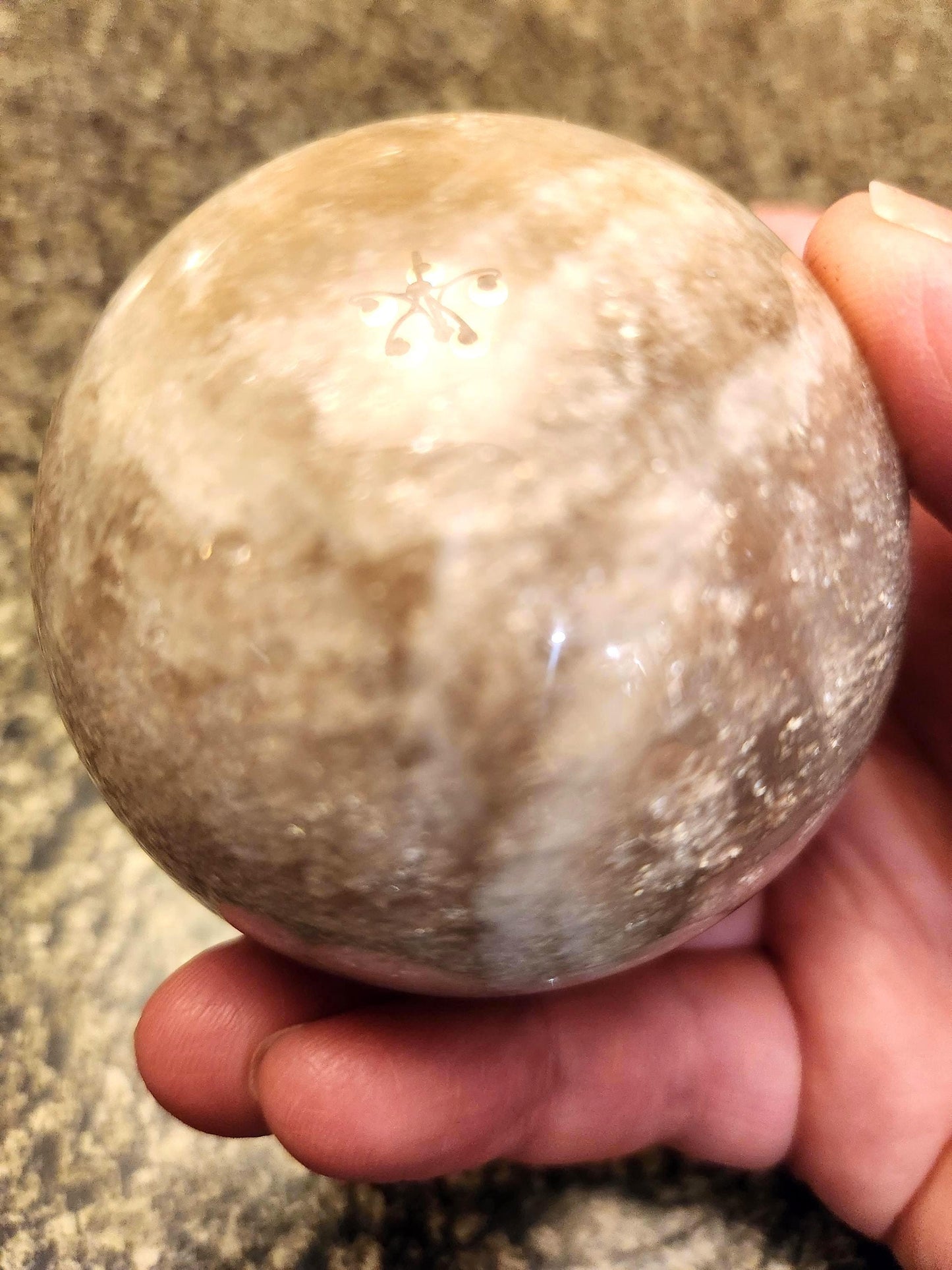 Gray Moonstone Sphere with Blue Flash