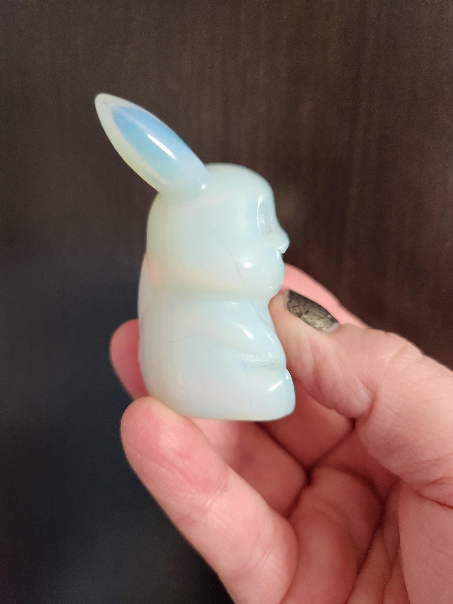 Opalite Pikachu Figurine: High Polish Crystal Carving, Pokémon