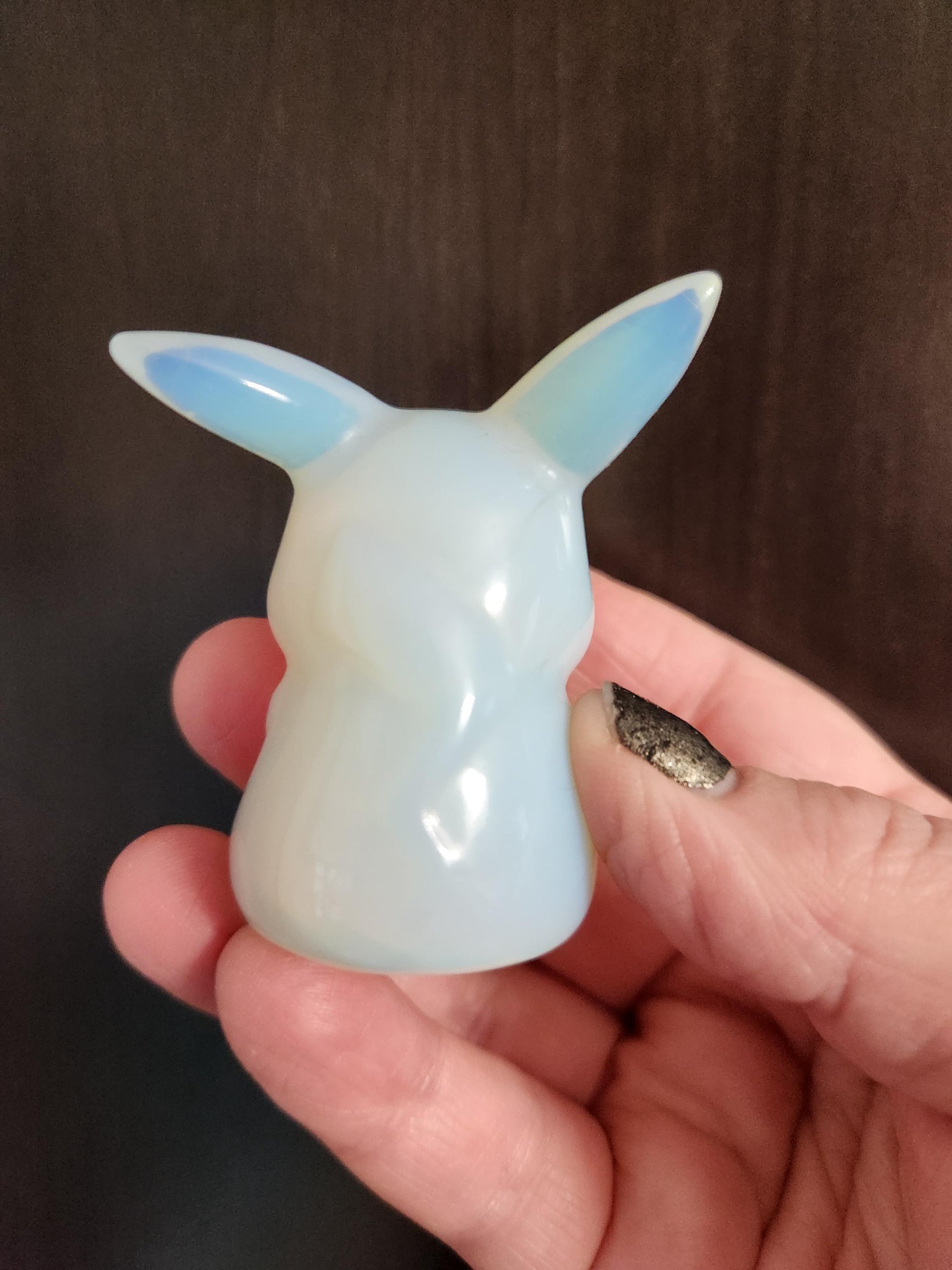 Opalite Pikachu Figurine: High Polish Crystal Carving, Pokémon