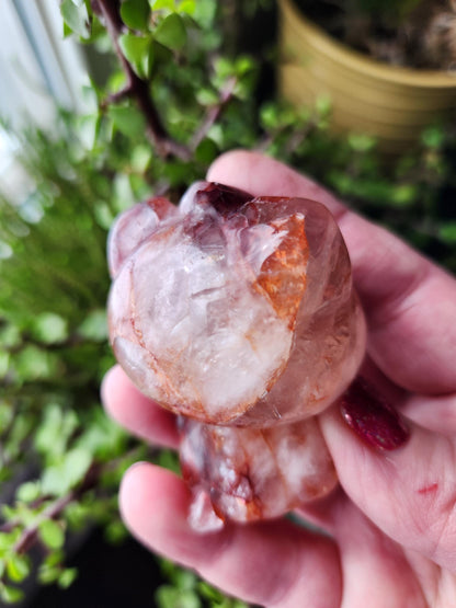 Carved Fire Quartz Hello Kitty Crystal Stone: Natural Healing Decor