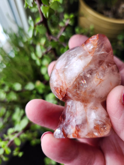 Carved Fire Quartz Hello Kitty Crystal Stone: Natural Healing Decor
