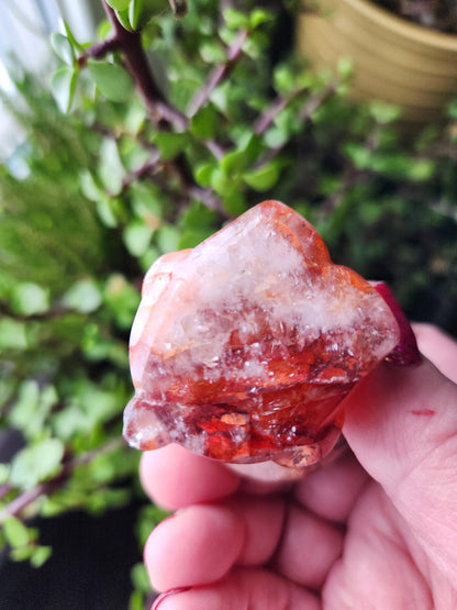 Carved Fire Quartz Hello Kitty Crystal Stone: Natural Healing Decor