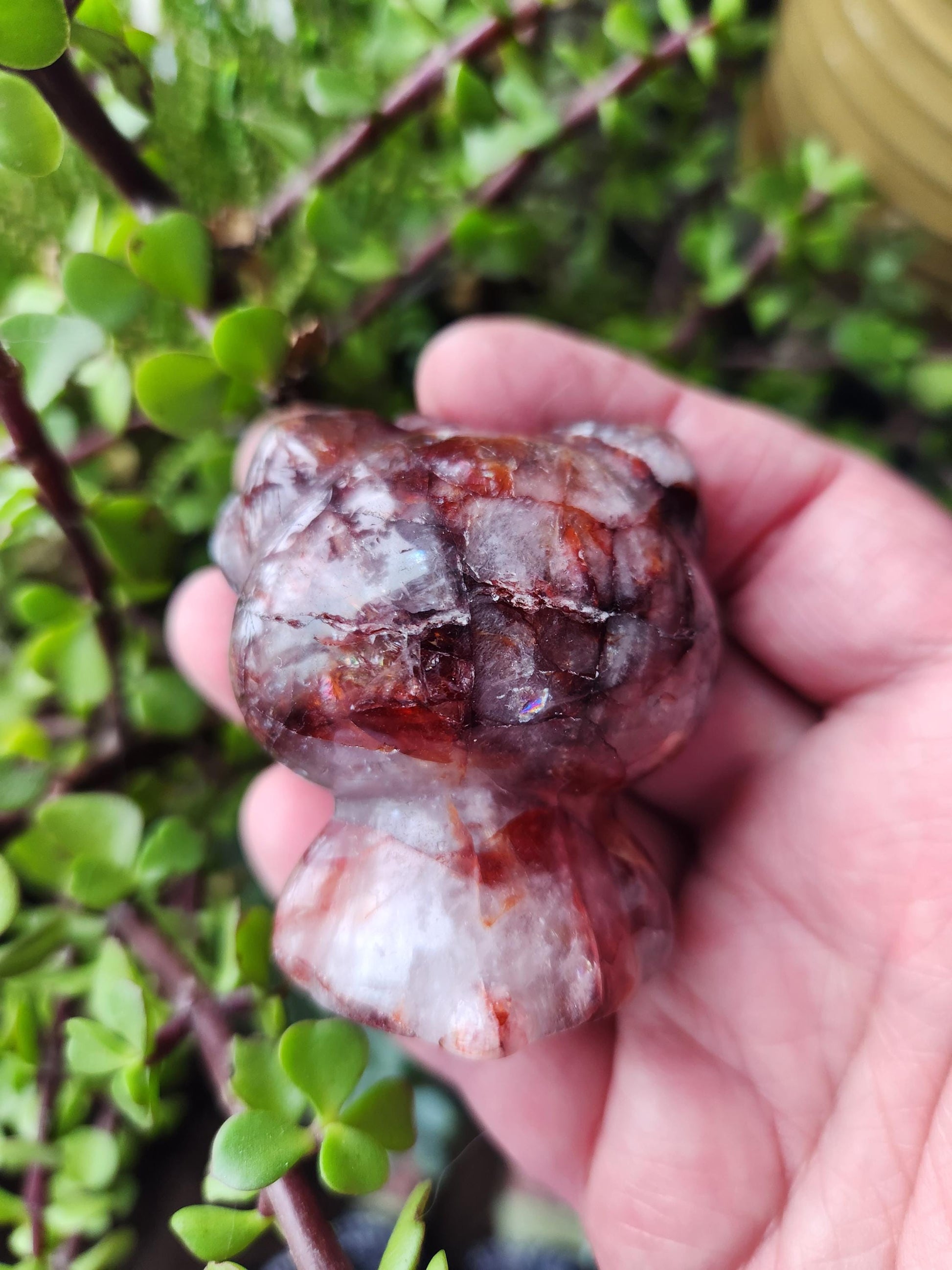 Carved Fire Quartz Hello Kitty Crystal Stone: Natural Healing Decor