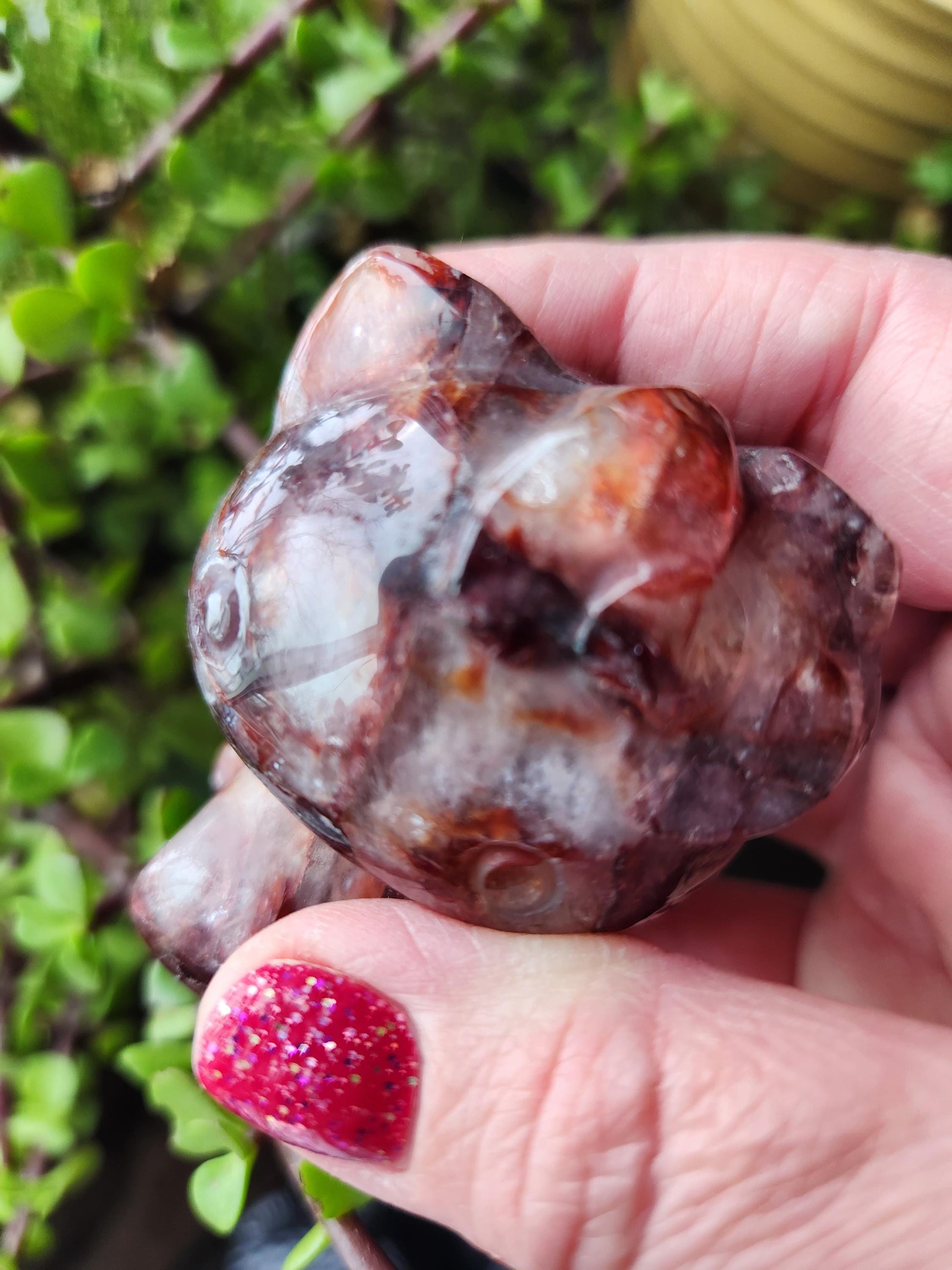 Carved Fire Quartz Hello Kitty Crystal Stone: Natural Healing Decor