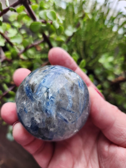 Blue Kyanite with Quartz Sphere with Black Tourmaline Inclusions