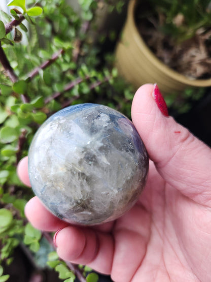 Blue Kyanite with Quartz Sphere with Black Tourmaline Inclusions