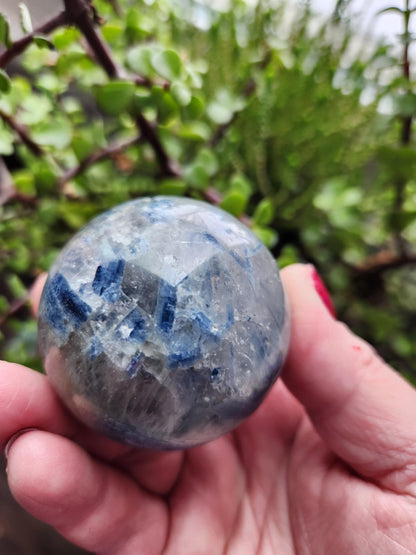 Blue Kyanite with Quartz Sphere with Black Tourmaline Inclusions