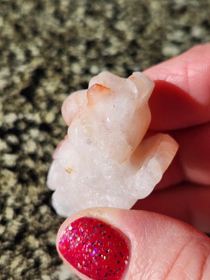 Pocket Sized Fire Quartz Crystal Money Toad All Natural, Extra Small