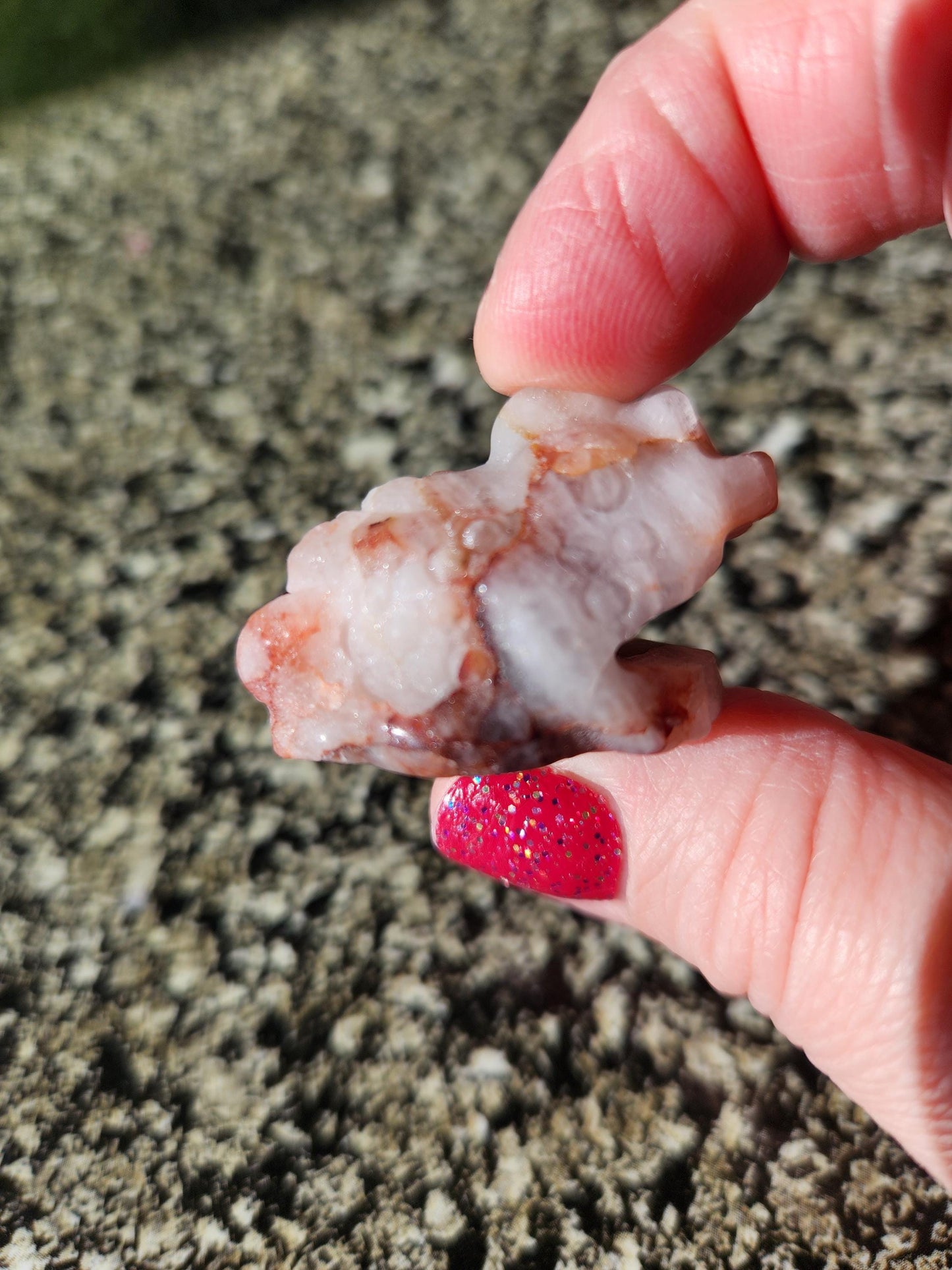 Pocket Sized Fire Quartz Crystal Money Toad All Natural, Extra Small