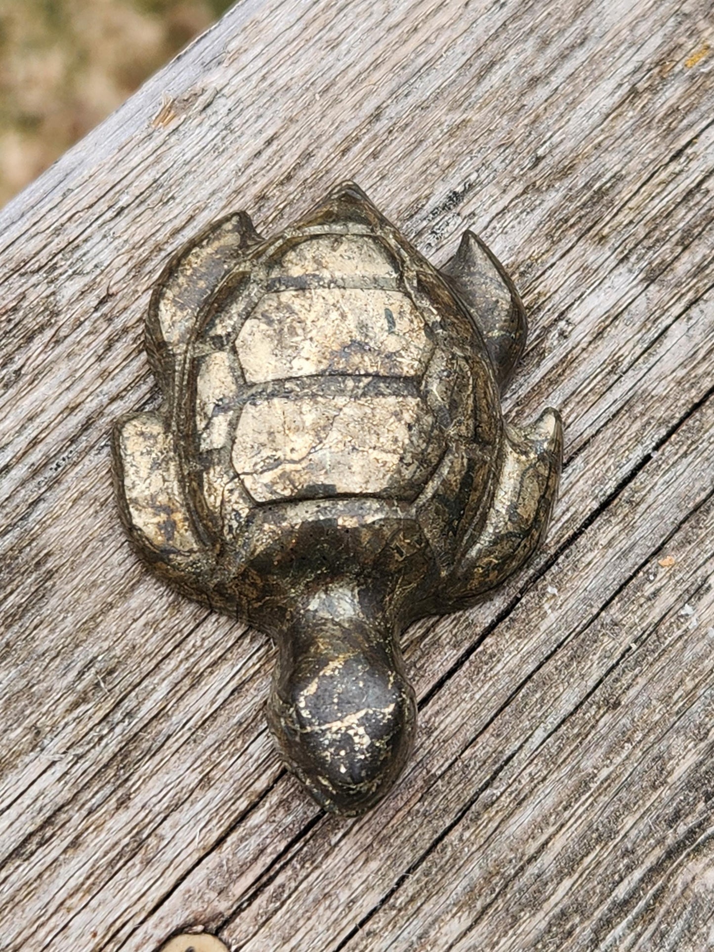 Pyrite Turtle Crystal Carving