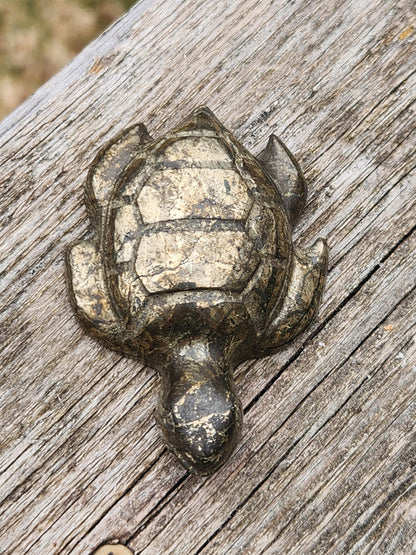 Pyrite Turtle Crystal Carving