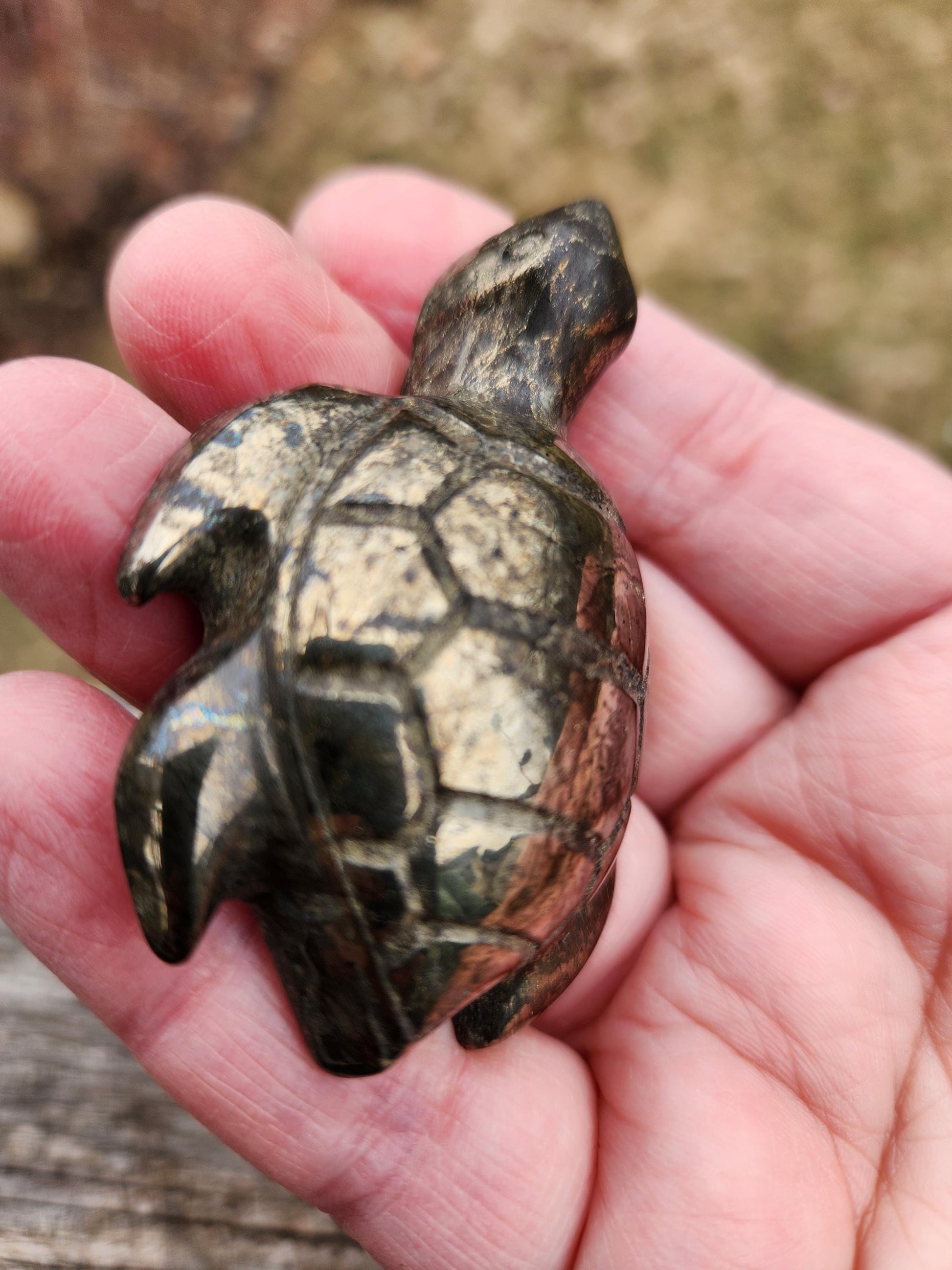 Pyrite Turtle Crystal Carving