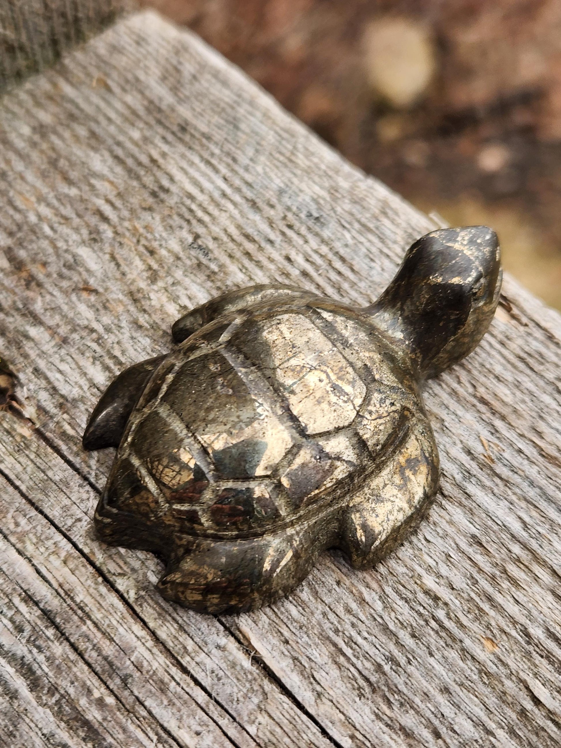 Pyrite Turtle Crystal Carving