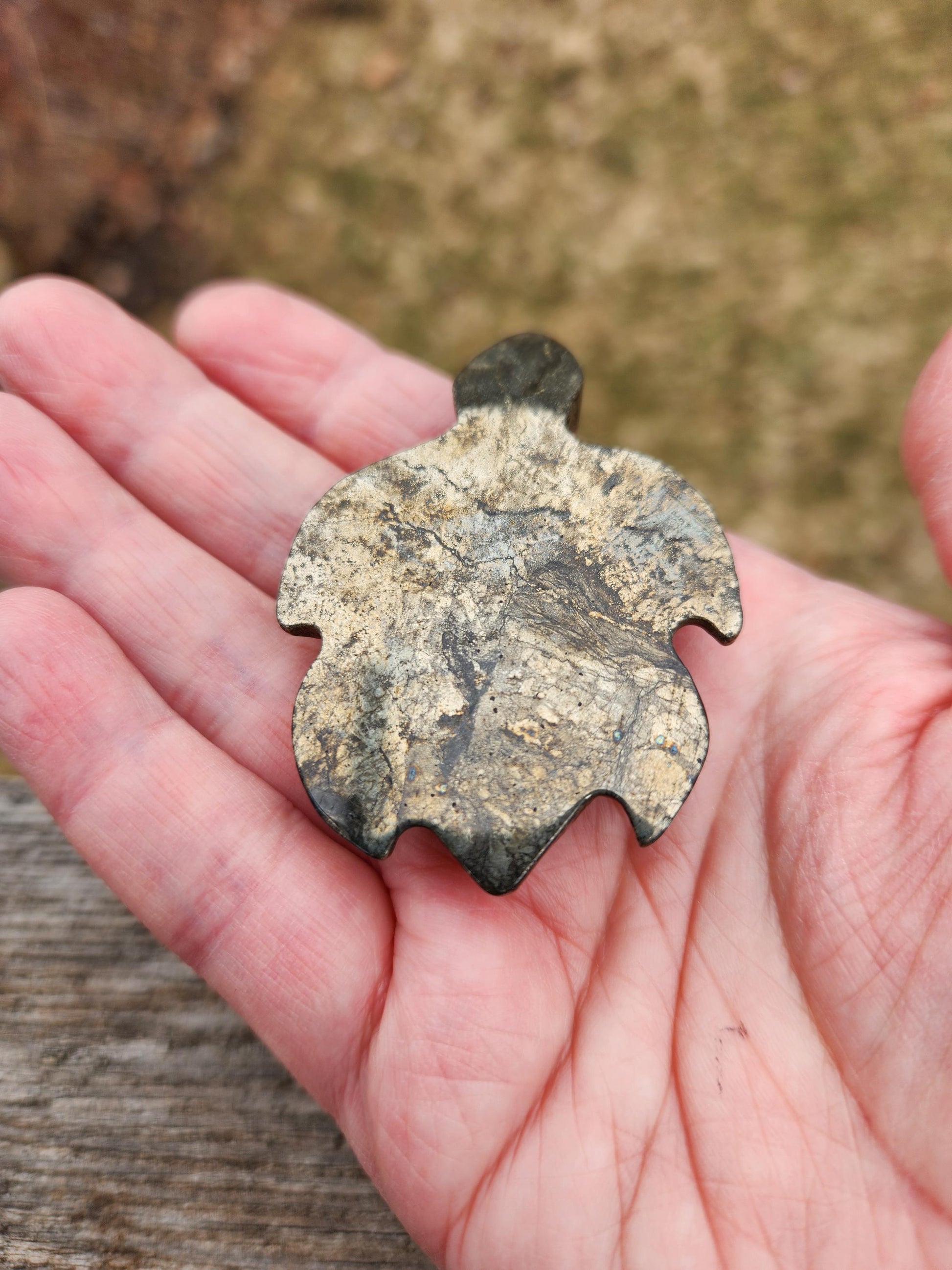 Pyrite Turtle Crystal Carving