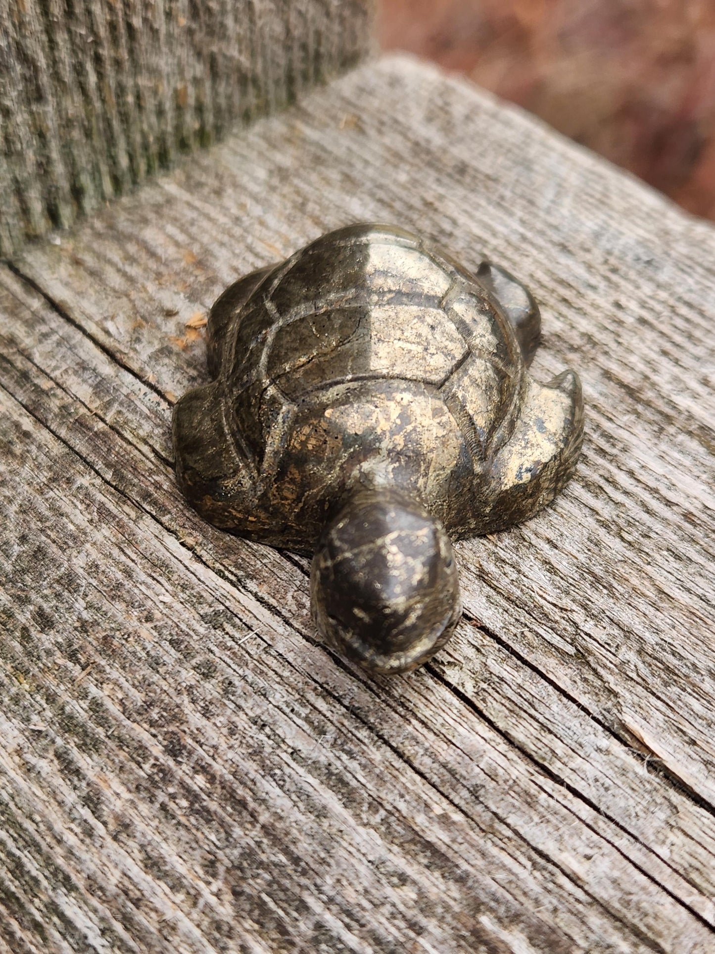 Pyrite Turtle Crystal Carving