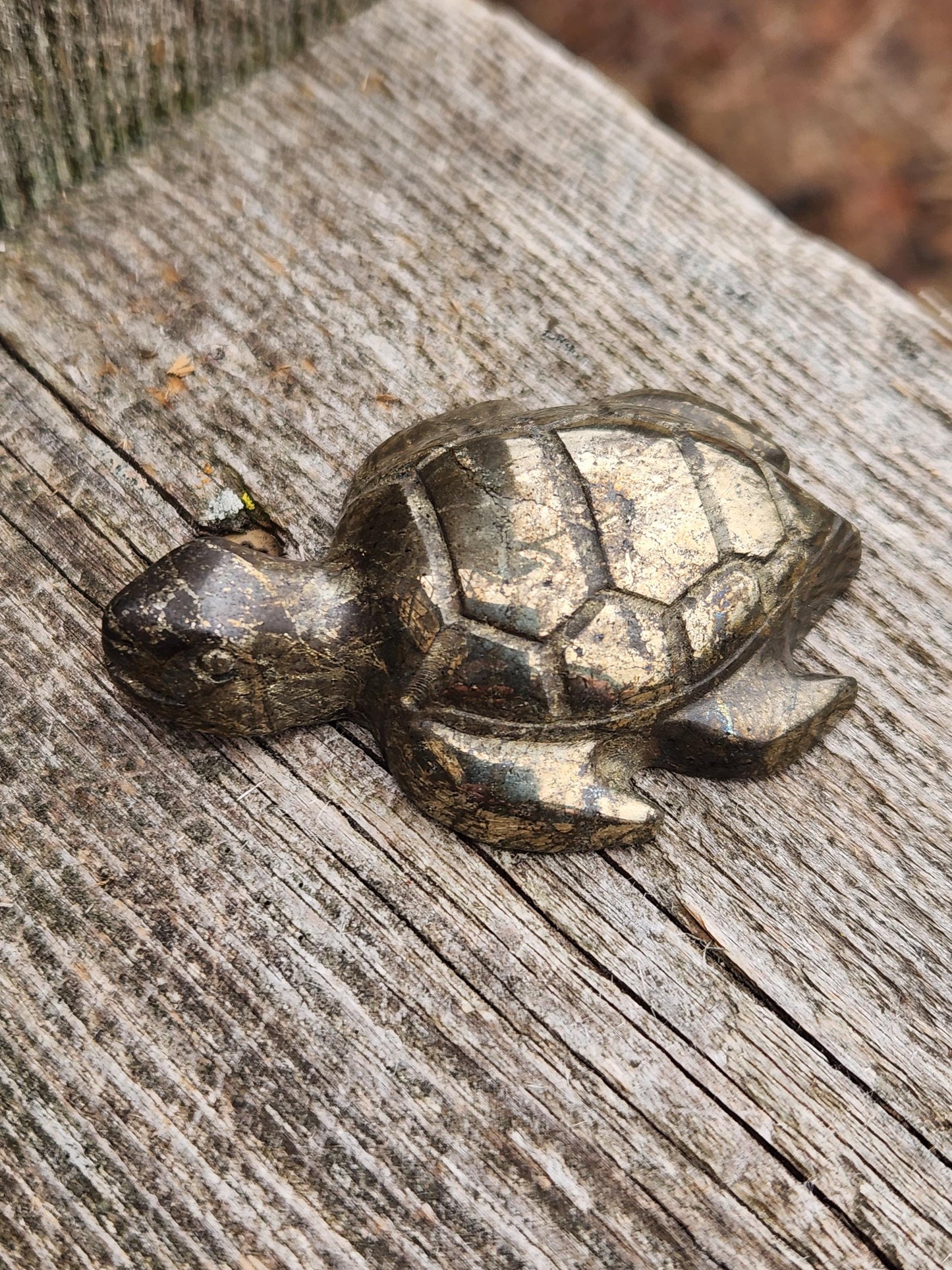 Pyrite Turtle Crystal Carving