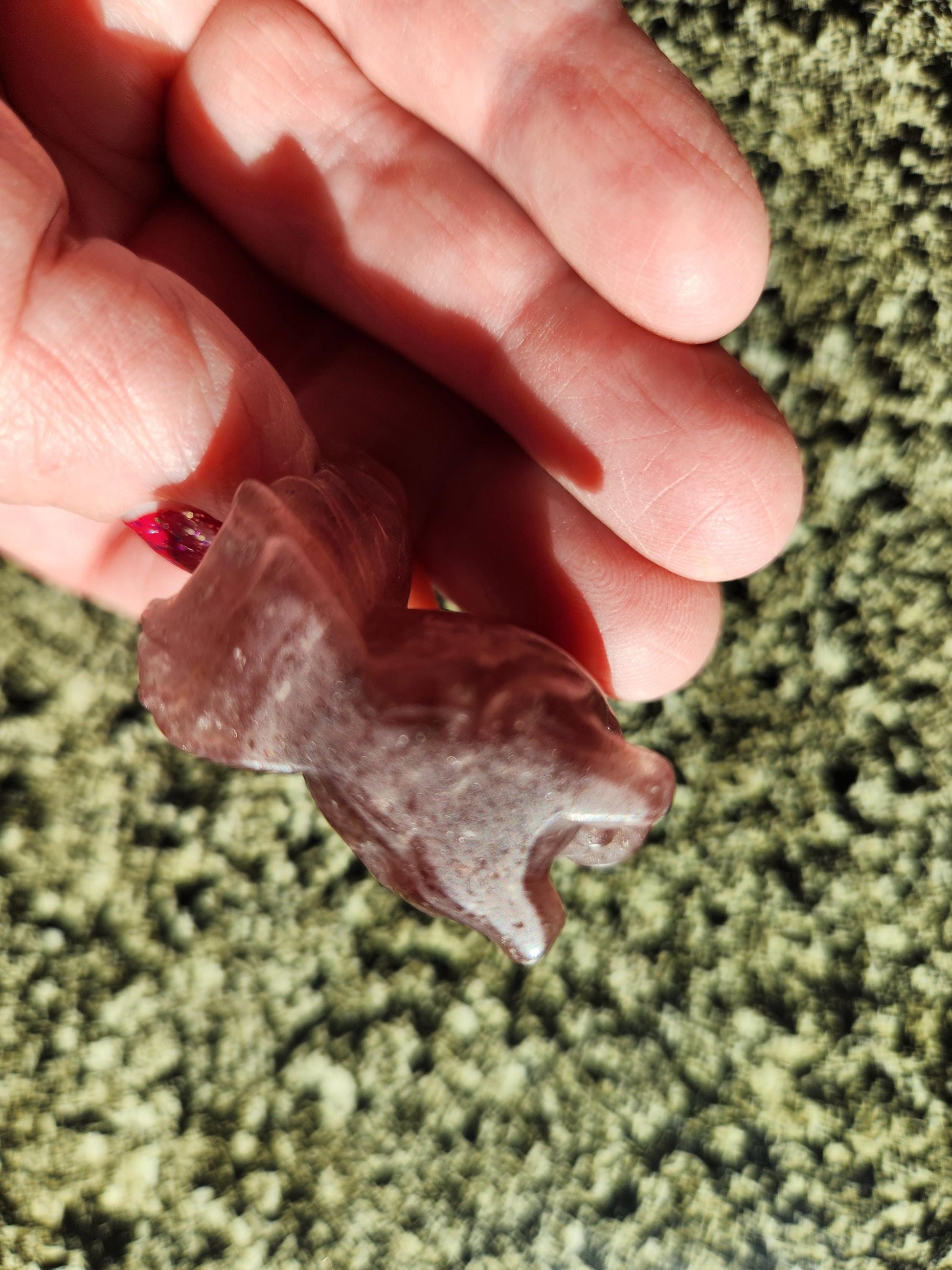 Strawberry Quartz Carved Squirrel: Natural Crystal Figurine