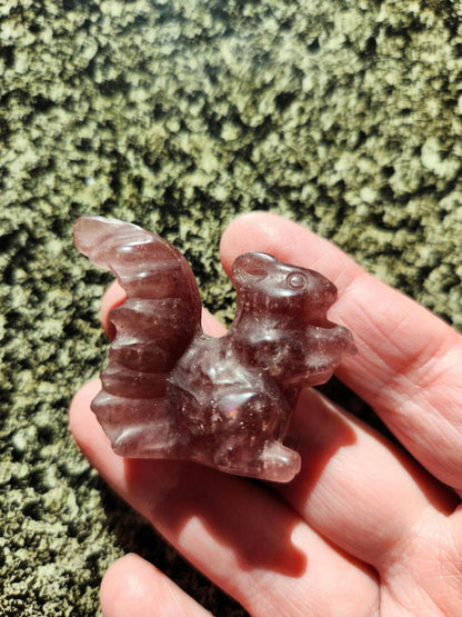 Strawberry Quartz Carved Squirrel: Natural Crystal Figurine