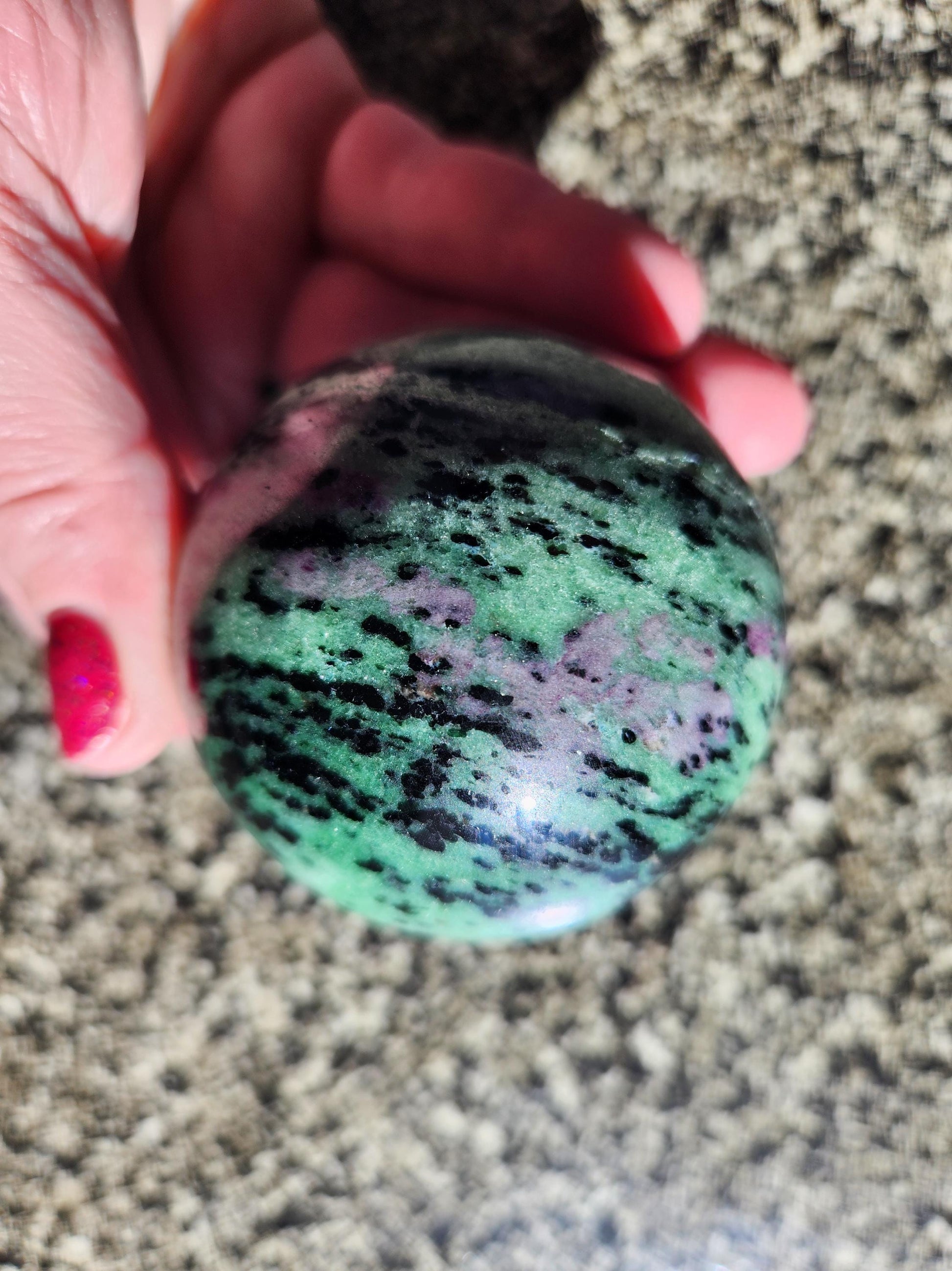 Ruby Zoisite Crystal Sphere, Anyolite