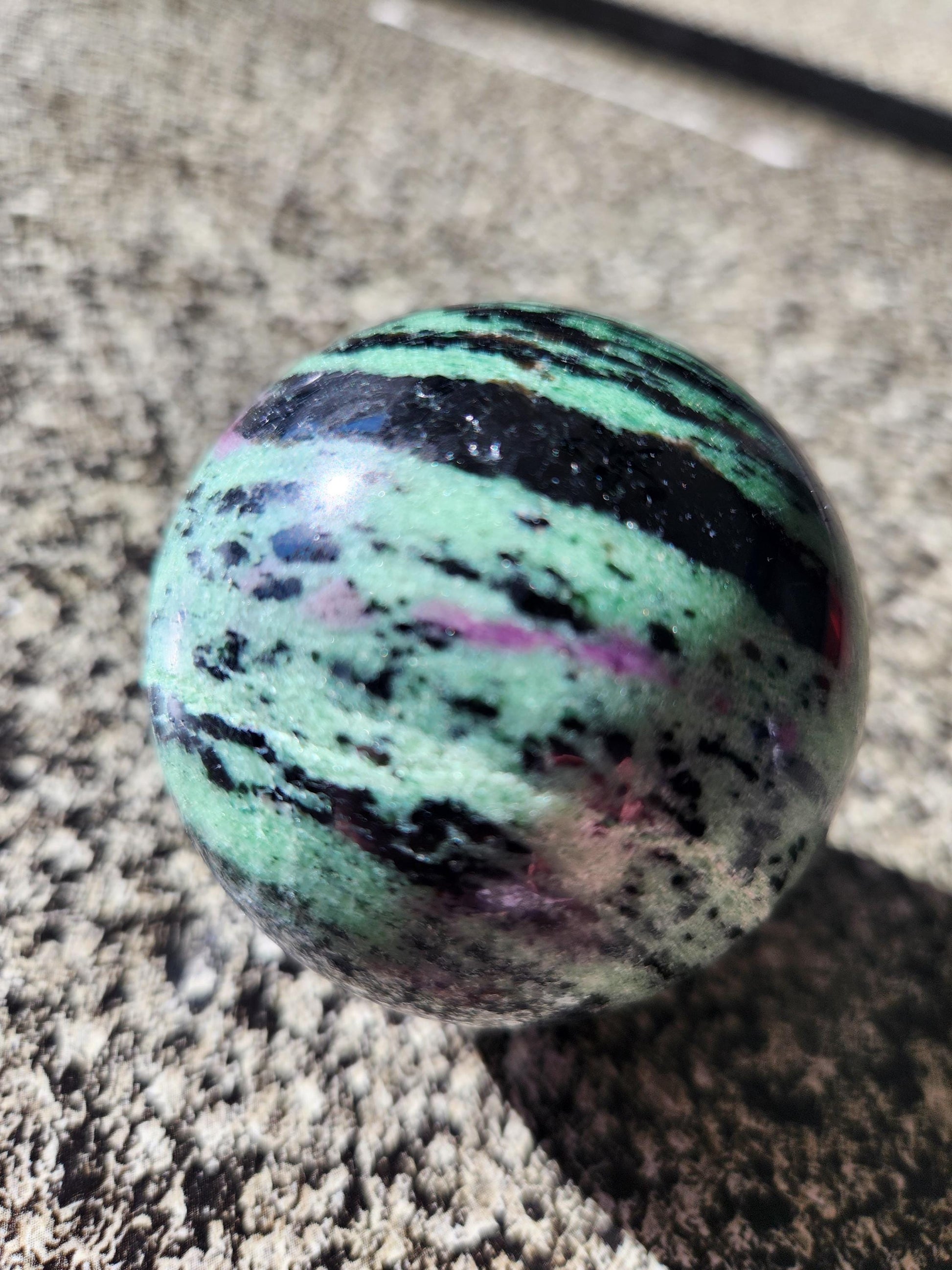 Ruby Zoisite Crystal Sphere, Anyolite